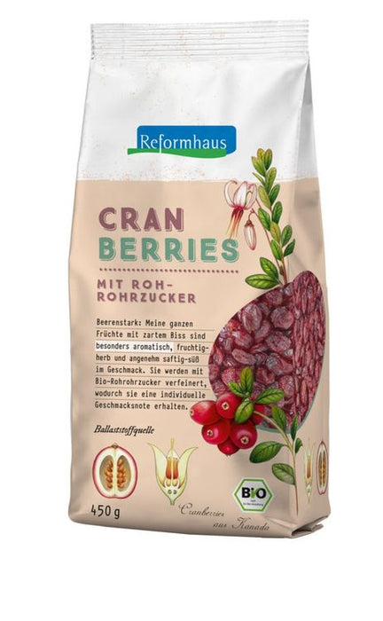 Reformhaus - Cranberries ganz gesüßt bio 450g