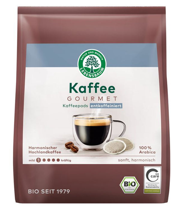 Lebensbaum - Kaffee Gourmet Kaffeepads entkoffeiniert bio, 126g