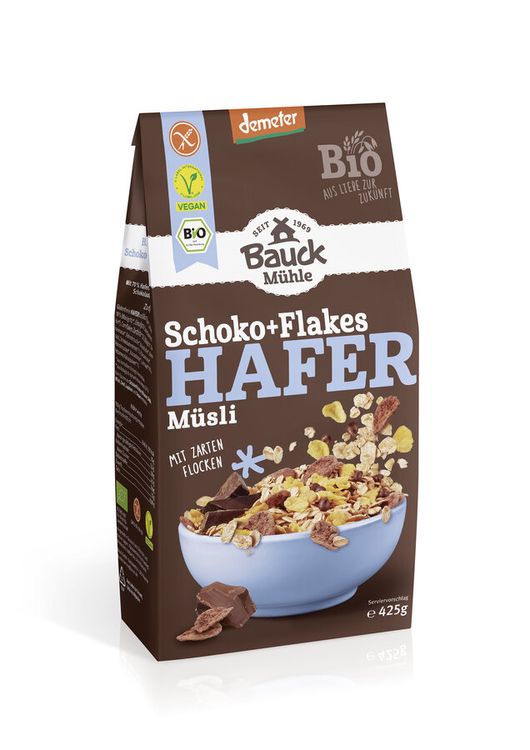 Bauck - Hafer Müsli Schoko+Flakes Demeter gf, 425g — Reformhaus.de Bauck - Hafer Müsli Schoko+Flakes Demeter gf, 425g — Reformhaus.de
