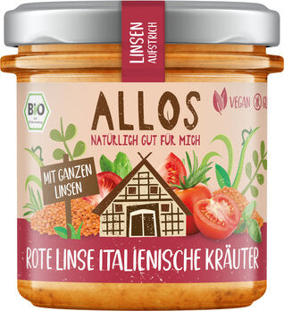 Allos - Linsen-Aufstrich Rote Linse Italienische Kräuter bio vegan 140g