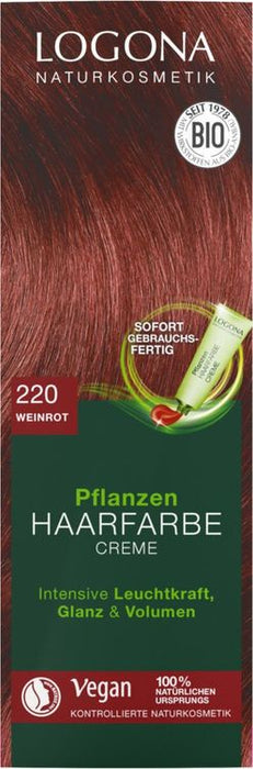 Logona -  Pflanzen Haarfarbe Creme 220 weinrot, 150ml