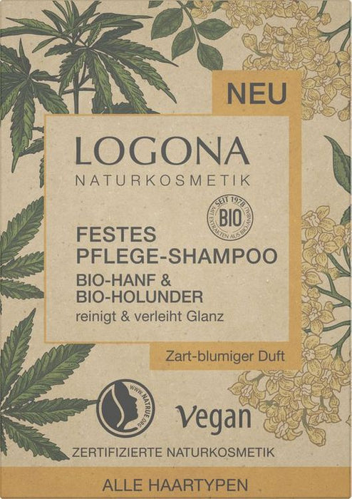 Logona Festes Pflege-Shampoo, Bio-Hanf & Bio-Holunder, 60g