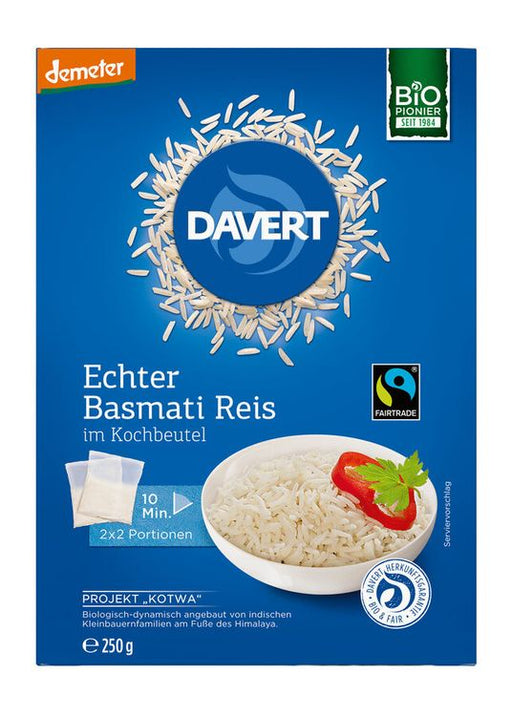 Davert - Demeter Echter Basmati Reis im Kochbeutel Fairtrade, 250g