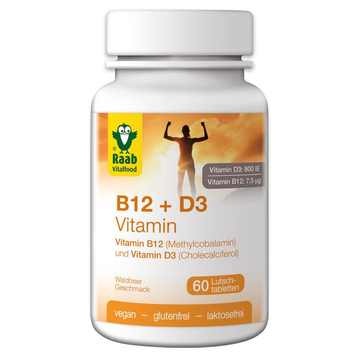 Raab - Vitamin B12 + D3, 60 Lutschtabletten Waldbeere à 1,5g