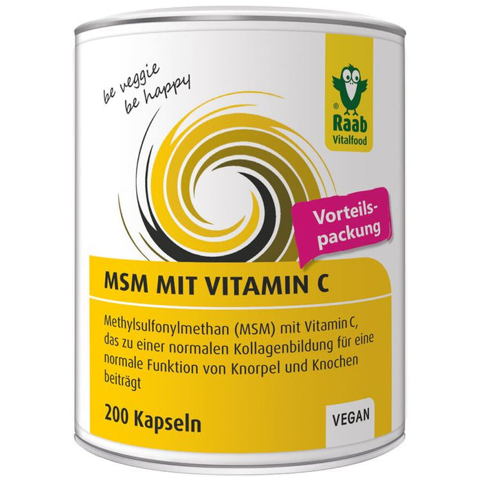 Raab Vitalfood - MSM mit Vitamin C, 200 Kapseln