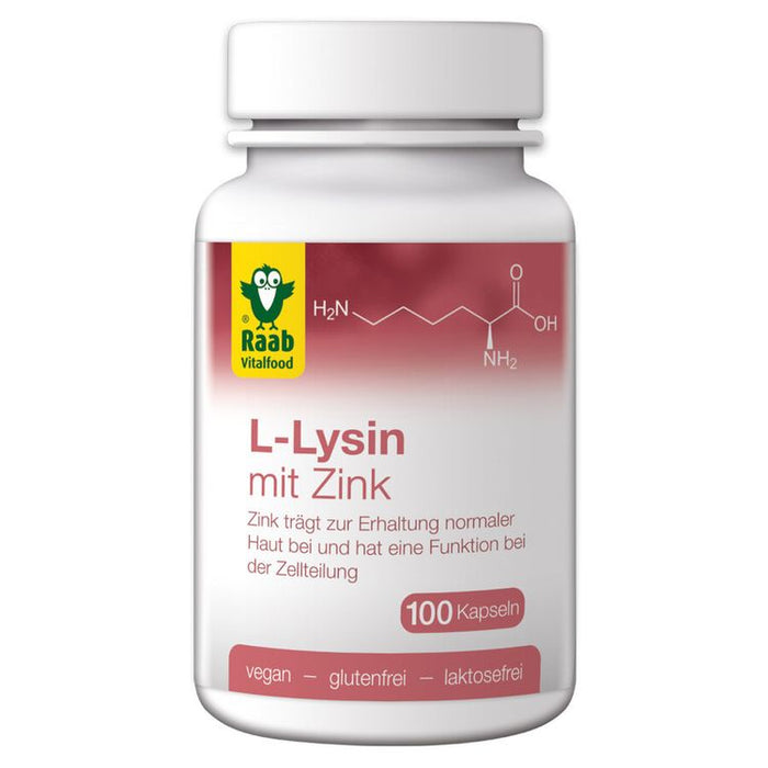 Raab Vitalfood - L-Lysin 100 Kapseln à 500 mg mit Zink, 50 g