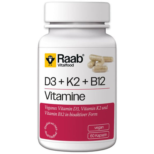 Raab Vitalfood - Vitamin D3 + K2 + B12 Kapseln, 60 St.