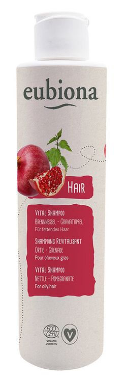 Eubiona Shampoo Vital – Brennnessel-Granatapfel, 200 Ml, Für Fettiges Haar, Biologisch, Ohne PEG & Duftstoffe