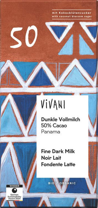 Vivani - Schokolade Dunkle Vollmilch 50% Cacao bio, 80g