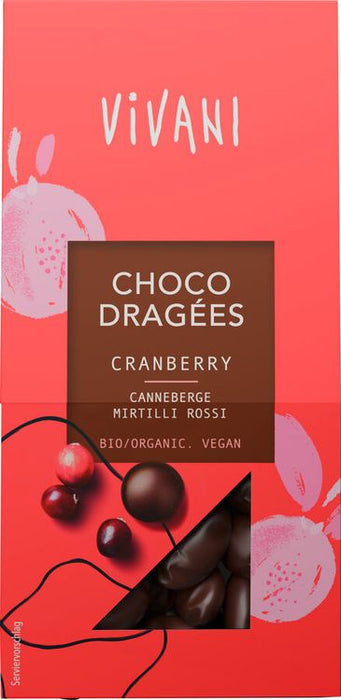 Vivani - Choco Dragées Cranberry, 75g