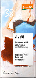 Vivani - Espresso Milch 38 % Cacao Santo Domingo, 90g