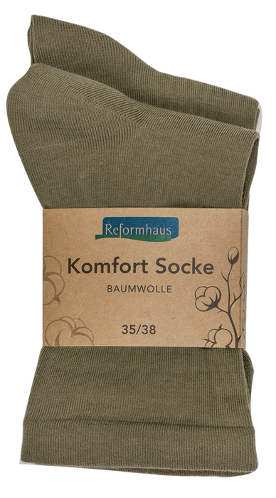 Reformhaus - Komfort Socke Baumwolle, Gr. 35 - 38 Olive