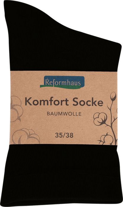Reformhaus - Komfort Socke Baumwolle, Gr. 35 - 38 Schwarz