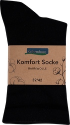 Reformhaus - Komfort Socke Baumwolle, Gr. 39 - 42 Schwarz