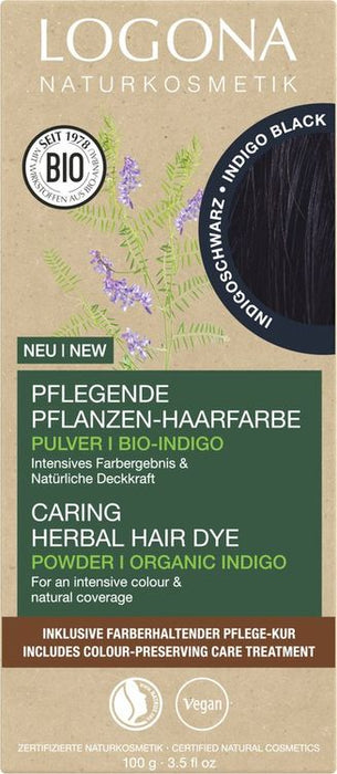 Logona - Pflanzen-Haarfarbe Pulver Indigo-Schwarz 100g