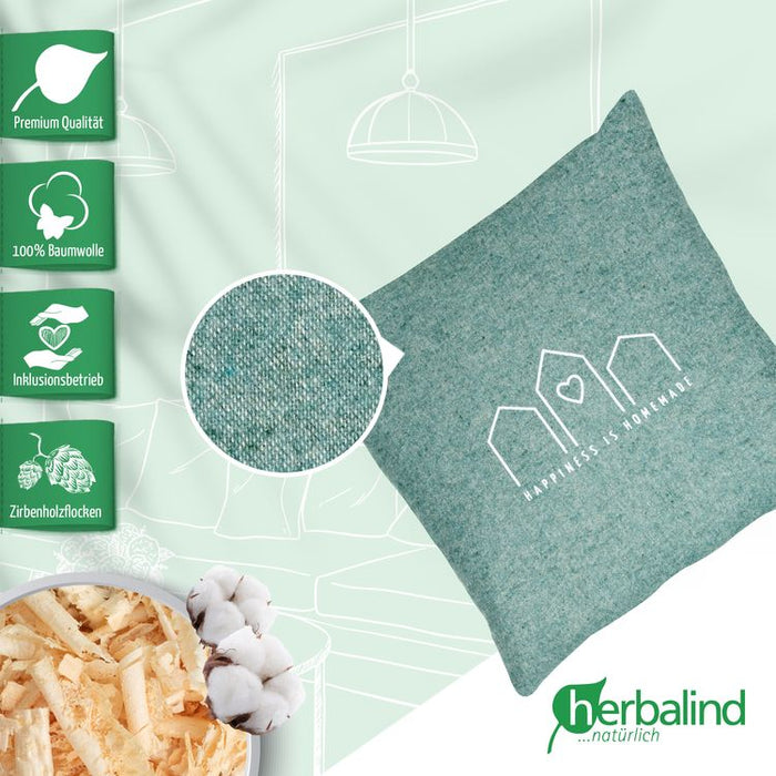 Herbalind - Flanell Zirbenkissen 30x30cm, fichtengrün