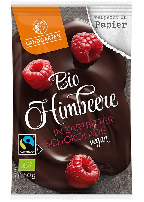 Landgarten - Bio Himbeeren in Zartbitter-Schokolade, 50g