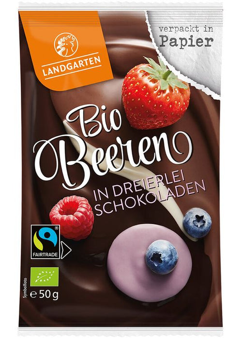 Landgarten - Bio Beeren in dreierlei Schokoladen, 50g