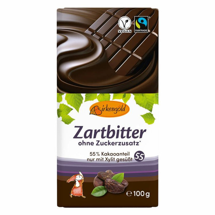 Birkengold - Zartbitter Schokolade ohne Zuckerzusatz, 100g