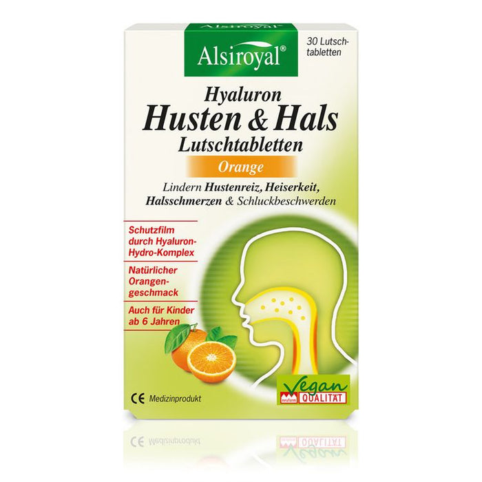 Alsiroyal - Hyaluron Husten & Hals Lutschtabletten Orange 30 Stk