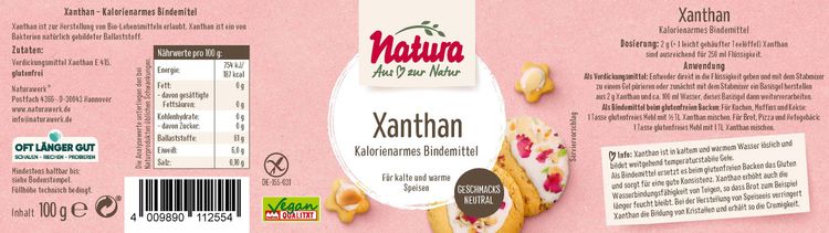 Natura Xanthan Bindemittel glutenfrei 100g