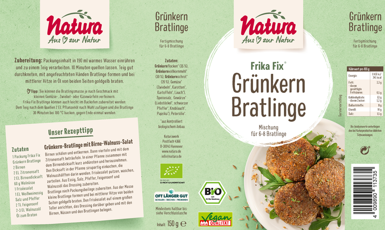 Natura - Frika Fix Bio Grünkern-Bratlinge, 150g