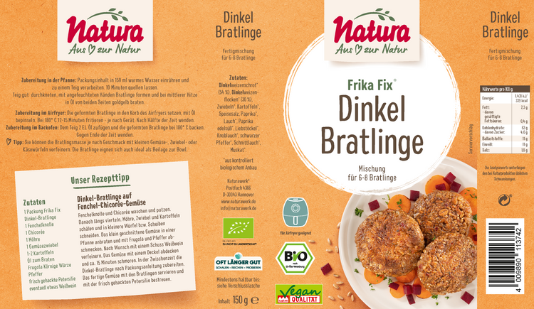 Natura - Frika Fix Bio Dinkel-Bratlinge 150g