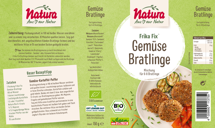 Natura - Frika Fix Gemüse-Bratlinge bio 150g