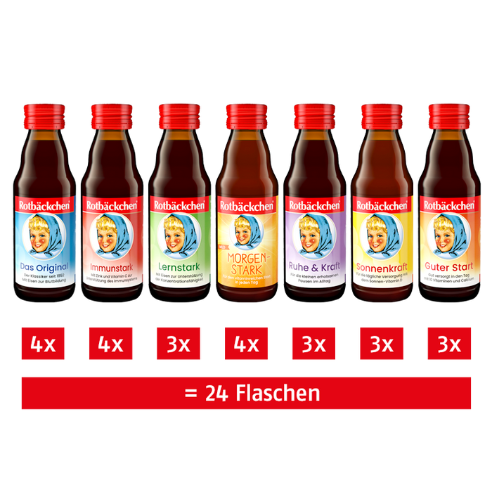 Rotbäckchen Probierpaket mit 24 Rotbäckchen-Minis, 24x 125ml