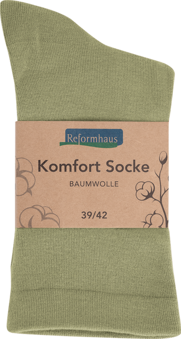 Reformhaus - Komfort Socke Baumwolle, Gr. 43 - 46 Olive