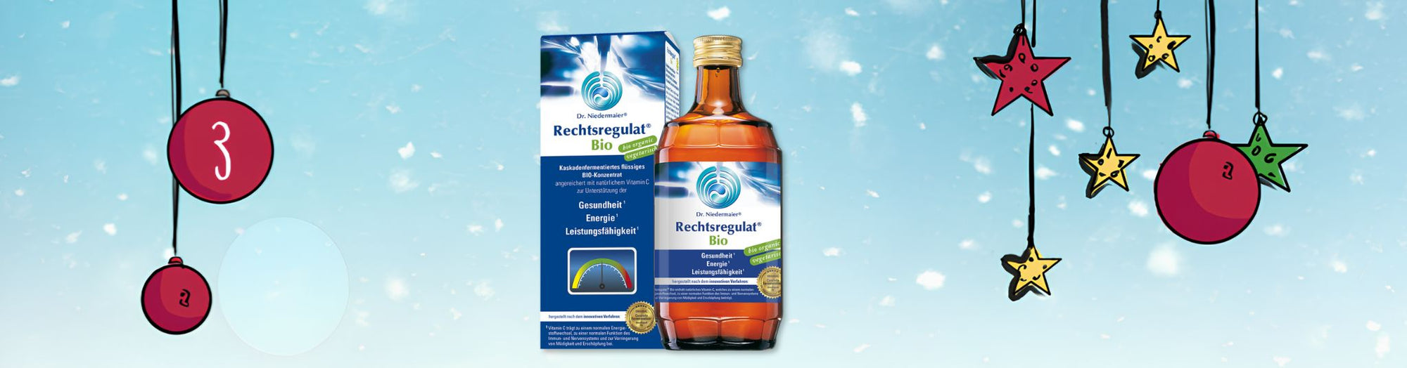 Ihre Gewinnchance am 3.12.: 3 x ein Flasche Rechtsregulat® Bio von Dr. Niedermaier