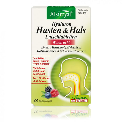 Alsiroyal - Hyaluron Husten & Hals Lutschtabletten Waldfrucht, 60 Tabl.