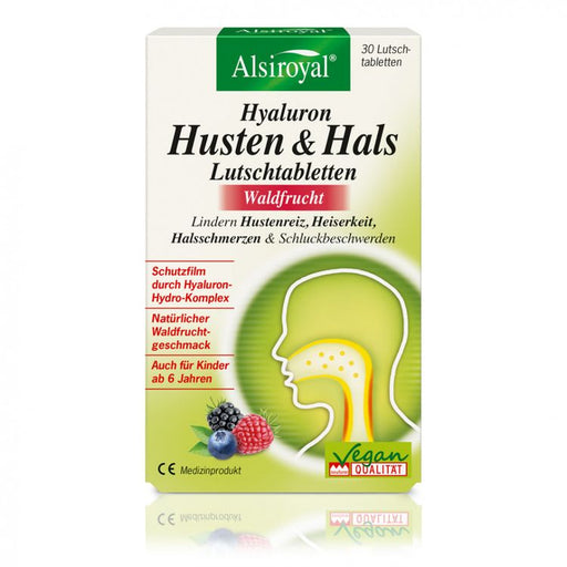 Alsiroyal - Hyaluron Husten & Hals Lutschtabletten Waldfrucht 30Stk