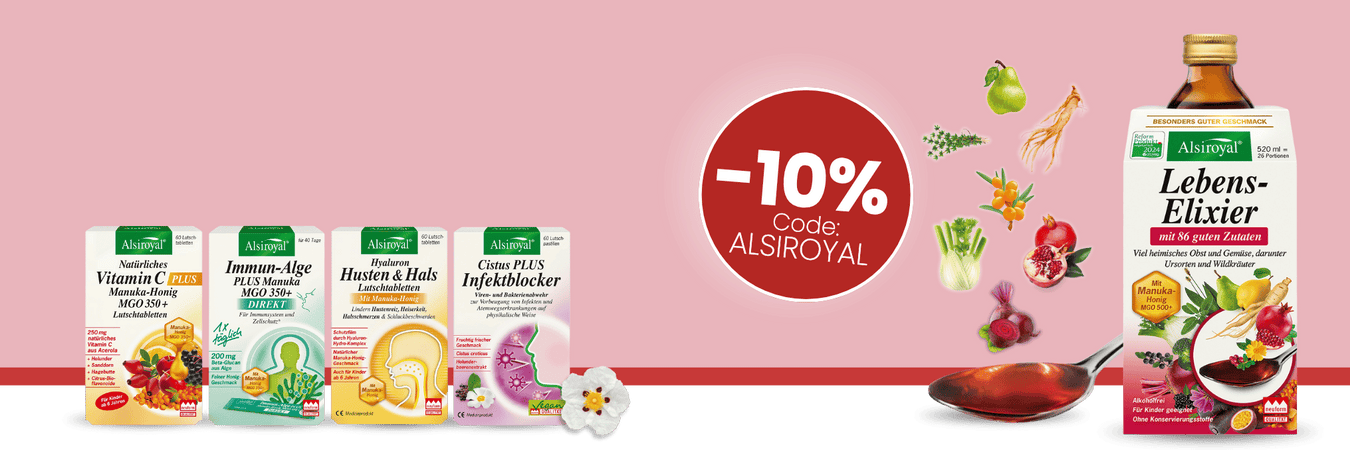 Rabatt-Aktion 10 Rabatt auf der Sortiment von Alsiroyal mit dem Code ALSIROYAL