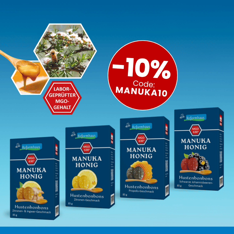 Bis 31. Dezember: 10 Prozent Rabatt mit MANUKA10 auf Reformhaus Manuka 