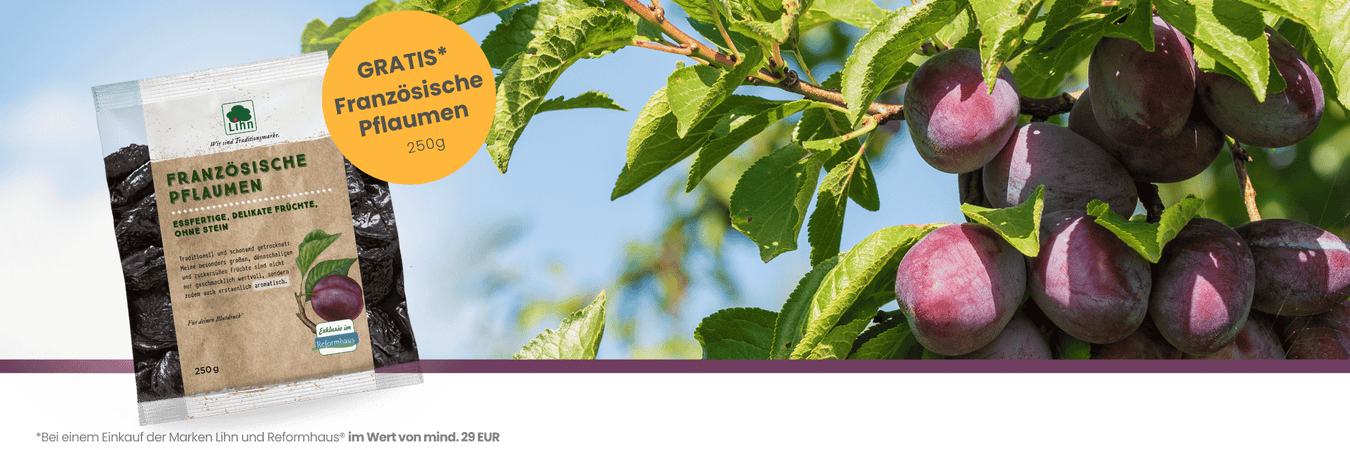 Ab 29 Euro Mindestbestellwert gibt es Französische Pflaumen (250 Gramm) von Lihn gratis zu Ihrer Bestellung